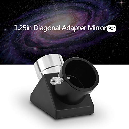 Rodipu Specchio Diagonale dielettrico Migliorato, Adattatore Diagonale a 90 Gradi in Metallo e plastica, Nero e Argento per Accessori per oculari Orientamenti visivi del telescopio