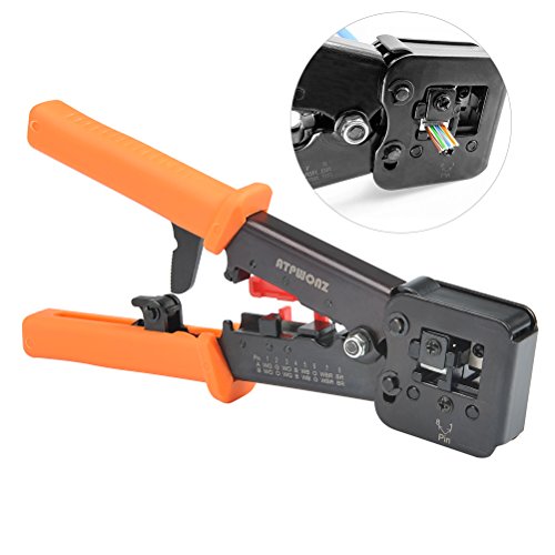 OFNMY RJ45 Crimping Tool - per cavi di rete e telefonici RJ11 / RJ12 - Telecomando modulare 3-in-1 Pinze per cavi di rete a crimpare Crimpatrice per cavo di rete 6P / 8P