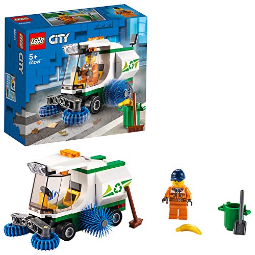 LEGO City Great Vehicles Camioncino Pulizia Strade, con Minifigure dell'Autista, 1 Bidone Della Spazzatura, 1 Pala, 1 Scopa e 1 Banana, Set di Costruzioni per Bambini +5 Anni, 60249