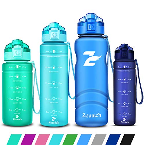 Borraccia Sportiva BPA Free Tritan Plastic ZOUNICH-500ml/17oz, 700ml/24oz, 1000ml/32oz, 1200ml/40oz-Bottiglia da Palestra Riutilizzabile Ideale da Corsa, Ciclismo, Scuola, Viaggi e Altro