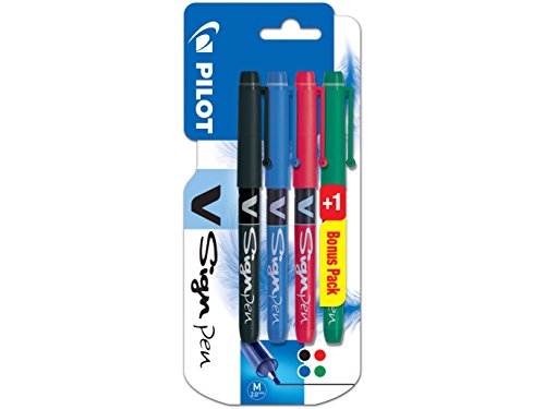 Pilot V-Sign Pen - Confezione di pennarelli 3 + 1, colori: Nero/Blu/Rosso/Verde