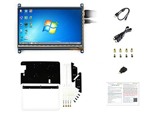 Waveshare for Raspberry Pi 7inch Capacitive Touchscreen IPS Display Rev 3.1 1024 * 600 HDMI LCD C Touch Screen with Bicolor Case for Raspberry Pi 3B+/3/2 B/B+/ Banana Pi/Banana Pro/BB Black