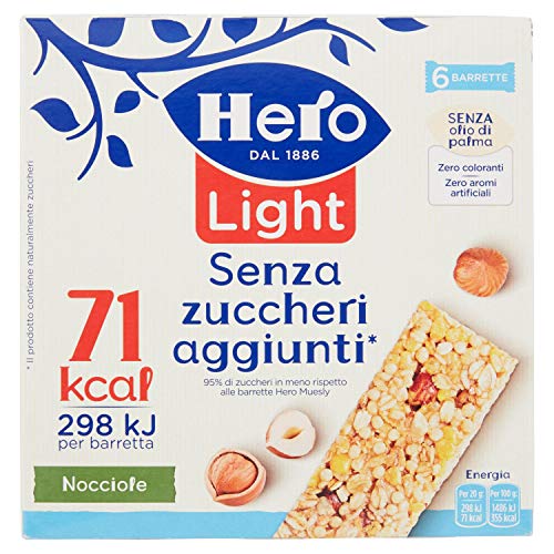 Hero Light Barrette ai Cereali Nocciola - 1 Confezione da 6x20 gr