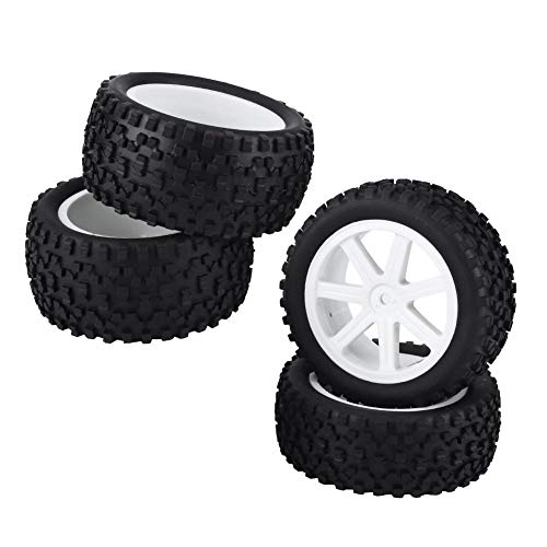 VGEBY 4 Pezzi RC Racing Tire, 1/10 RC Truck Wheel Tire Rubber Tire per ZD Racing Buggy Car(Bianca)