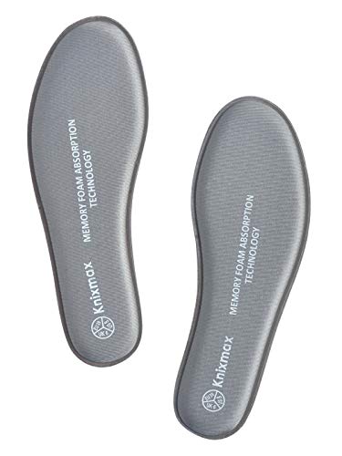 Knixmax Donna Solette Memory Foam molto morbide Confort Suole Scarpe per Stivali da Lavoro e Passeggio, Sport Solette per Assorbimento Degli Urti e Ammortizzazione per Piedi, Comfort,UK7(EU41) Grigio