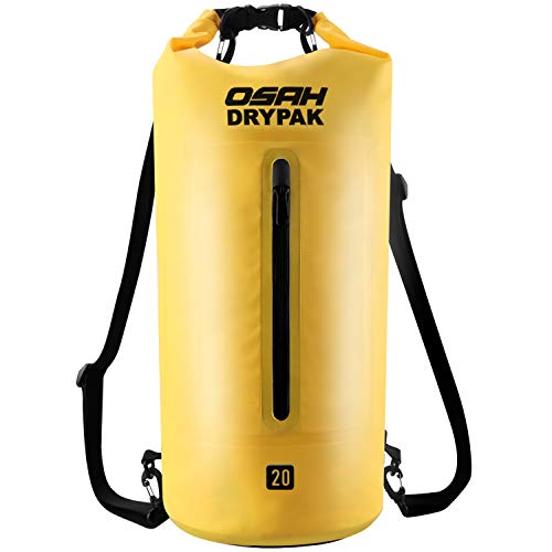 Borse Impermeabile Sacca Dry Bag 5L 10L 15L 20L 30L con Tracolla Regolabile per Spiaggia Sport d'Acqua Trekking Kayak Canoa Pesca Rafting Nuoto Campeggio (Giallo, 5L)