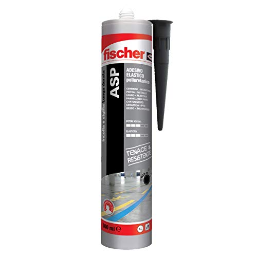 Fischer ASP Nero, Adesivo sigillante tenace e resistente per giunti a pavimento, in facciata, condotte, lamiera e carrozzeria. Cartuccia in alluminio da 290 ml, 544918