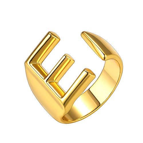 GoldChic Jewelry Anello Aperto Iniziale E, Anello Lettera Placcato in Oro Alfabeto Jewerllery Regali per Donne Ragazze