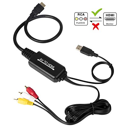 AV a HDMI Convertitore Adattatore, 1080P RCA CVBS to HDMI Composito Convertitore Video Supporto NTSC/PAL Interruttore per PC Laptop Wii Xbox PS3 PS4 …