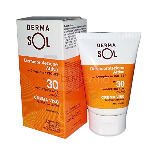Solari Dermasol - Crema Solare Viso SPF 30 da 50ml - Resistente all'acqua