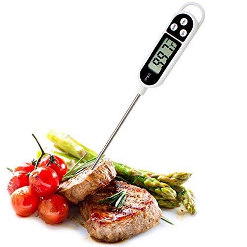 Termometro da cucina professionale, termometro digitale ad Alta Precisione in Acciaio Inox con Display LCD Digitale per Cibi Alimenti solidi e Liquidi BBQ Griglia, Carne Barbecue, Vino, Latte, Acqua.