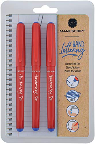 Manuscript Handwriting Pen - Penna con inchiostro blu (confezione da 3)