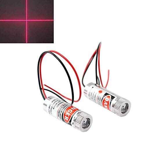 ARCELI 2PCS 650nm 5mW 3-5V rosso laser a diodi con modulo a croce con lente in plastica
