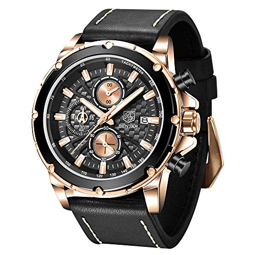 BY BENYAR Orologio Cronografo da Uomo Movimento al Quarzo Orologio Sportivo di Moda Business 30 M Impermeabile e Antigraffio Elegante Regalo da Uomo