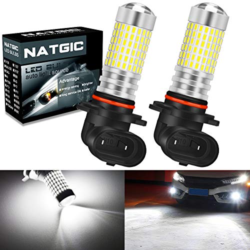 NATGIC H10 9140 9145 Lampadine fendinebbia a LED Xenon Bianco 3000LM 3014 SMD 144-EX Chipset con proiettore per obiettivo Auto fendinebbia Fendinebbia 12-24 V (2-Pack)