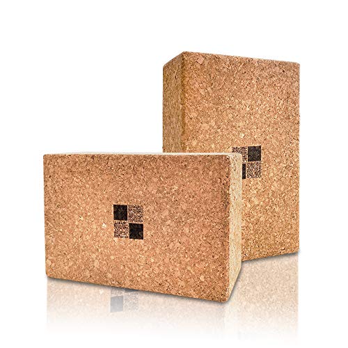 MENKAI - 2PC,Blocchi Yoga Sughero,Blocchi di Sughero per Yoga e Pilates,Blocco Yoga, Yoga Cork Block, Antiscivolo e sostenibile [22.3 x 14.3 x 7,2 cm]