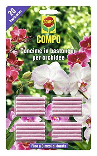 Compo, Concime in Bastoncini per Orchidee, Fino a 3 Mesi di nutrimento, 20 Pezzi, 0.5x14.4x24.3 cm