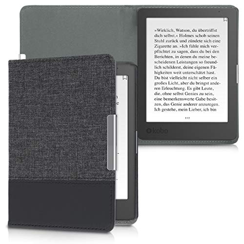 kwmobile Cover Compatibile con Kobo Aura Edition 1 - Custodia a Libro in Tela e Pelle PU - Flip Case per eReader