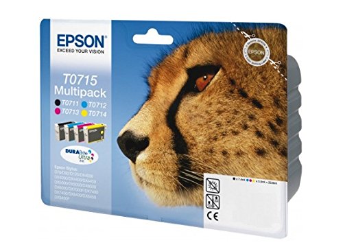 Epson - Multipack 4 Colori T0715, Cartucce Originali Epson, DURABrite Ultra Ink 2017 Series, RF+AM