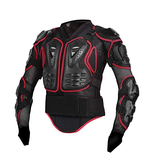 cuffslee Armatura Integrale per Motociclista, Giacca Protettiva ATV Guard Shirt Gear Armor Jacket, Protezione Schiena per Fuoristrada da Corsa Dirt Bike Skiing Skating (Rosso/M)