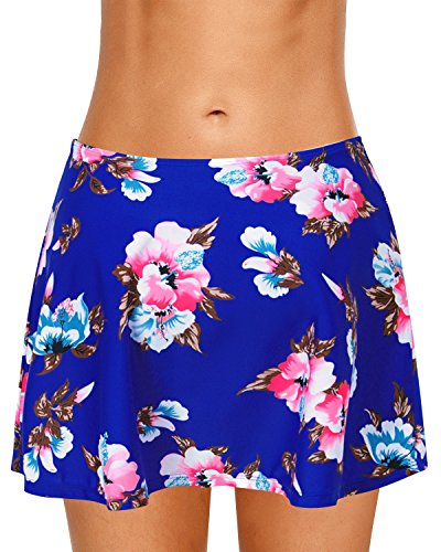 Dolamen Donna Pantaloni da Nuoto Gonna, 2018 Costumi da Bagno Donna Pantaloncini Bikini Costume Intero Moda da Bagno Shorts Swimwear Costume Mare (Small, Bueflowers)