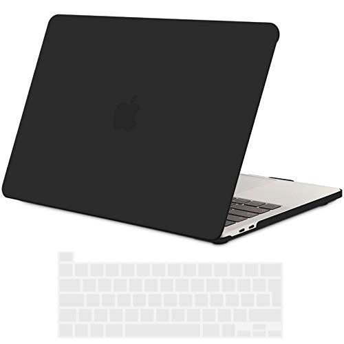 TECOOL Custodia MacBook PRO 13 Pollici 2020 (Modello: A2338 M1 / A2289 / A2251), Plastica Cover Case Rigida e Copritastiera in Silicone per MacBook PRO 13.3 con Touch Bar - Nero