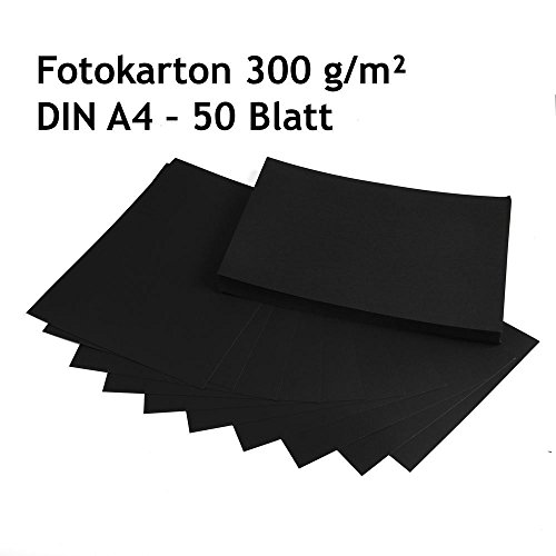 cartoncino spesso, cartoncino nero, 50 fogli DIN A4, di alta qualità, 300 G/M²