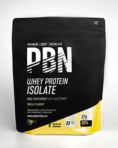 Premium Body Nutrition, proteine isolate del siero di latte in polvere (Whey-ISOLATE), 1 kg, vaniglia, 33 porzioni