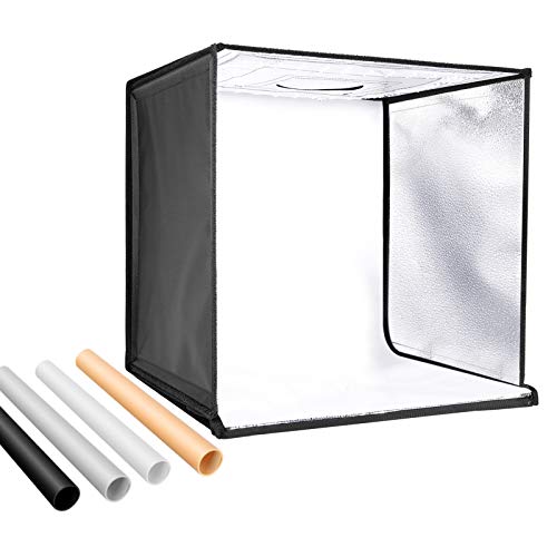 Neewer Scatola Tenda Fotografica Cubica 60cm Pieghevole Portatile con Luminosità Regolabile da Tavolo con Luce 156 LED 4 Fondali Colorati