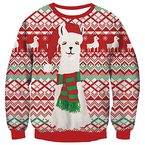TUONROAD Donna Christmas Sweatshirt Pecora 3D Stampato Ugly Xmas Pullover Uomo Crewneck Funny Sweater Maglione di Natale Unisex - L