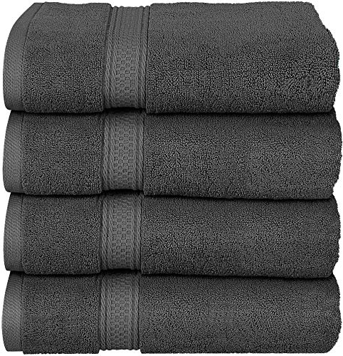 Utopia Towels - 4 Asciugamani da Bagno, 69 x 137 cm, 600g/mq - 100% Cotone (Grigio)