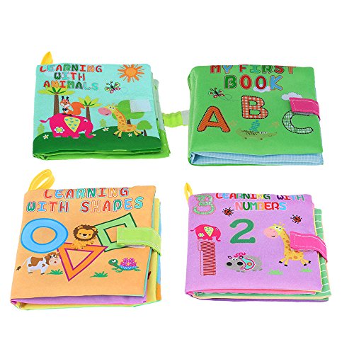 Goolsky Primo tessuto libro panno morbido lavabile libro insieme del Coolplay bambino 4 Squeak Rattle Crinkle del giocattolo di per lo sviluppo intellettuale del bambino
