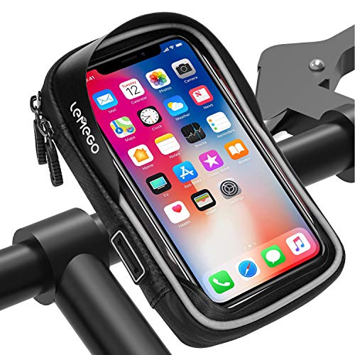 LEMEGO Borsa Bici Cellulare Bicicletta Manubrio Impermeabile Ciclismo Telaio Supporto da Porta Smartphone Compatibile per iPhone X 8 7 6 Plus Samsung Galaxy S8 S7 Edge Fino a 6 Pollici (Grigio)