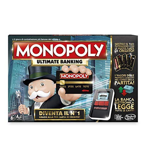 Hasbro Gaming Monopoly Ultimate Banking - Giocco da tavolo, La banca elettronica che può scansionare tutte le carte di gioco, Da 2 a 4 giocatori, Età: 8+