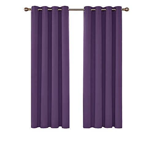 Deconovo Tende Oscuranti Termiche Isolanti Tinta Unita Tende a Drappeggio Moderne per Camera da Letto Bambini 132x214 CM Viola Scuro 2 Pannelli