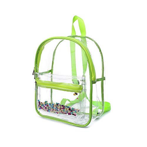 BCXS Clear Backpack Stadium Approved Heavy Duty Clear Mini Backpack for School Sport Work Stadium Security Travel College,Verde