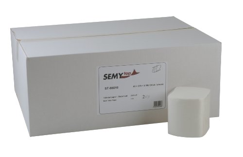 Semy top single-sheet bright-white carta igienica cellulosa veli 10 x 22 cm (1 x 9,000 fogli)