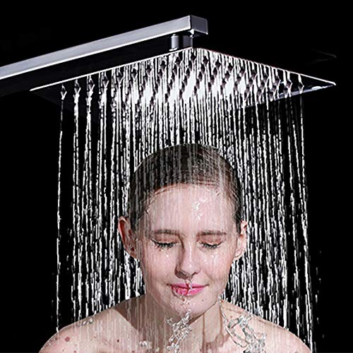 Soffione per doccia quadrato, grande, in acciaio inox 304, ultra-sottile, potente e ad alta pressione, soffione per doccia a pioggia, Acciaio inossidabile, 8inch