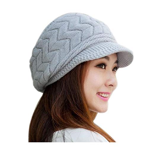 Tuopuda Cappello Donna Invernale Cappello Beanie Cappelli Donna Berretti, cappello con orecchie per Donne, cappello donna inverno con visiera (Grigio)