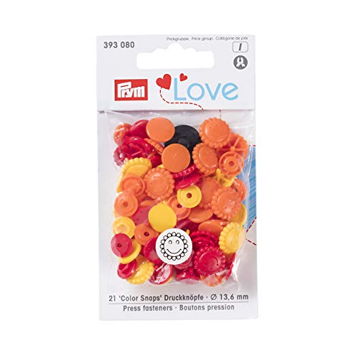 PrymLove a Forma di Fiore Bottoni colorsnaps Chiusure a Scatto, plastica, Giallo/Rosso/Arancione, 13,6 mm, 30