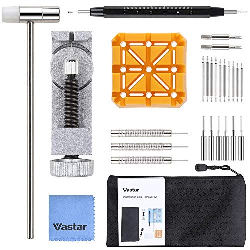 Vastar Orologio Strumento di Rimozione, Kit di Riparazione Orologi, Strumento Riparazione Regolabile per Cinturino Braccialetto di Orologio Link Pin Remover con Perni Supplementari