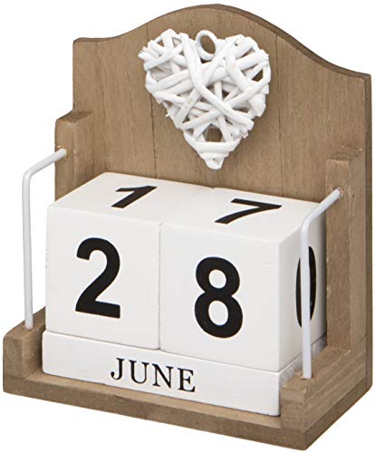 Calendario da scrivania perpetuo in legno intrecciato a forma di cuore