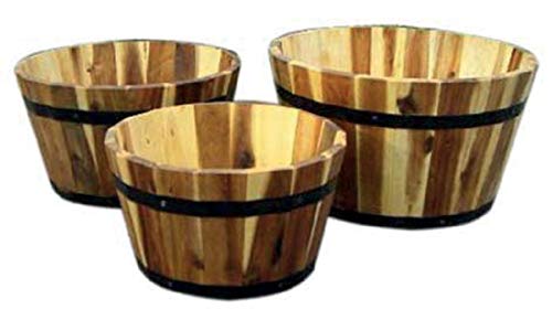 VASO ALTO IN LEGNO DI ACACIA PER PIANTE E FIORI; DIAMETRO CM. 46, ALTEZZA CM. 42. ARREDO INTERNO ED ESTERNO.