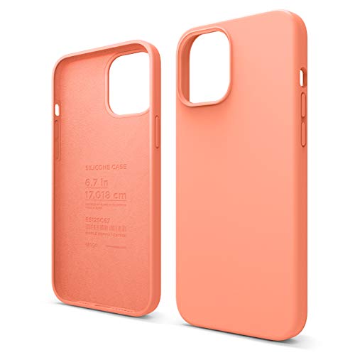 Elago Silicone Liquido Custodia Cover Compatibile con iPhone 12 PRO Max Case (6.7”), Silicone Liquido Premium, Protezione Full Body : Case Antiurto 3 Strati (Arancione)