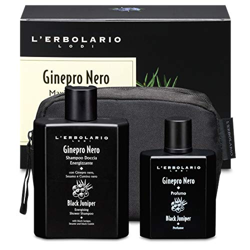 L'Erbolario, Confezione Regalo Maxi Beauty-Set Ginepro Nero, con Doccia Shampoo Energizzante 250 ml e Profumo 50 ml
