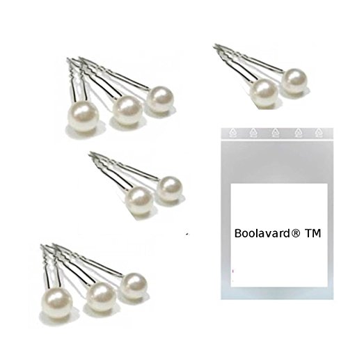 Boolavard, forcine per capelli da 7 mm con finte perle color bianco caldo, di alta qualità, confezione da 10
