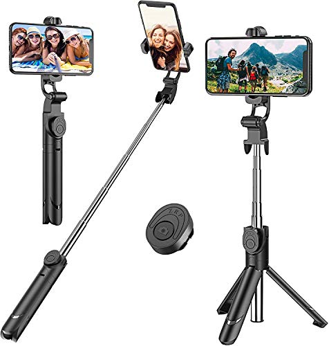 Bastone Selfie, Estensibile Selfie Stick Monopiede, Asta Bastone Selfie Treppiede con Bluetooth Remote Shutter per iPhone Samsung Galaxy Huawei
