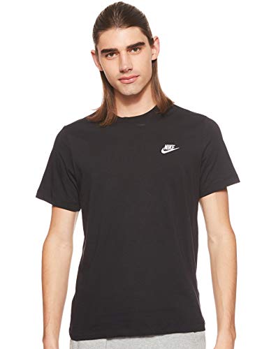 Nike Club Tee T-Shirt, Nero (Black/White 013), Large Uomo