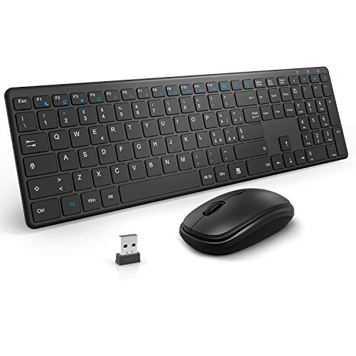 Tastiera e Mouse Wireless, TedGem 2.4G Set Tastiera e Mouse Senza Fili, USB Ergonomico Mouse e Tastiera, Tastiera e Mouse con 2-in-1 USB Nano per PC, Laptop(Ultra-Sottile Silenzioso & IT Layout)