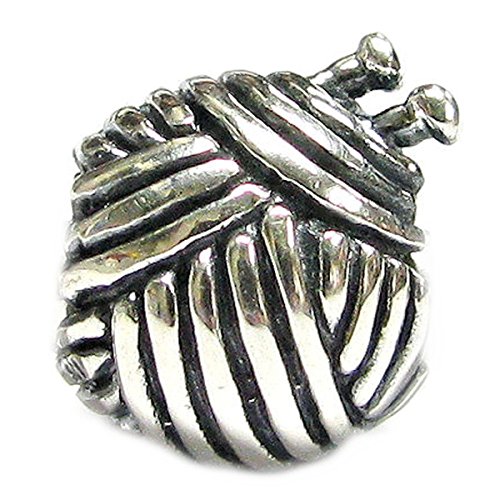 Queenberry - Ciondolo in argento Sterling a forma di gomitolo di lana, per braccialetti di tipo Pandora, Troll, Chamilia, Biagi e altri bracciali europei con ciondoli
